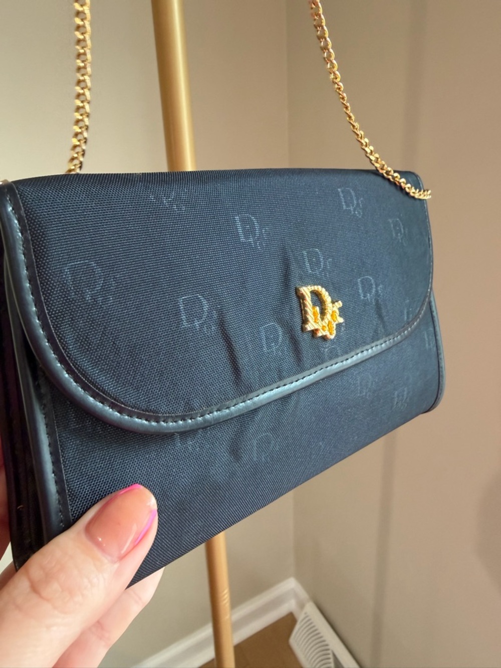Dior Trotter Cloth Crossbody with Gold Chain - Picture 4 of 10